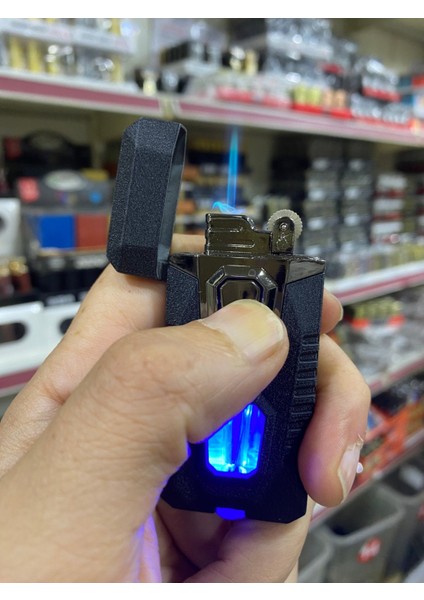 LED Işıklı Çift Yanar Metal Çakmak