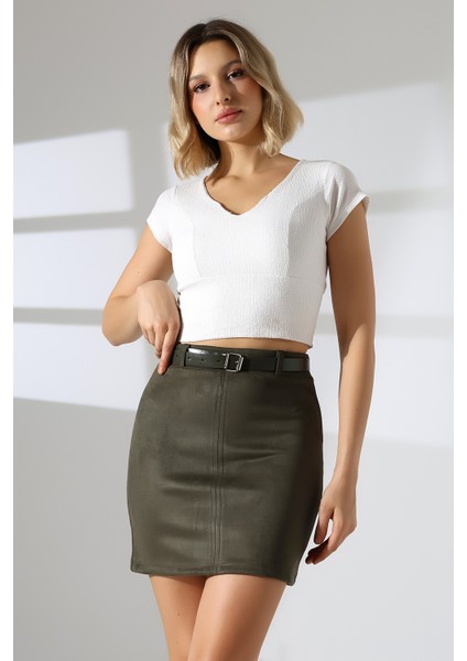 Mini Süet Etek Kemerli