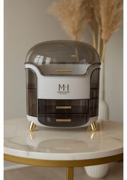 Multibox Çok Gözlü Şeffaf Kapaklı Makyaj Organizeri, Fıstık Yeşili, 29 x 19 x 34 cm