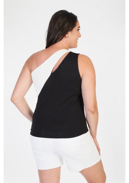 Tek Omuzlu Ribanalı Crop Top