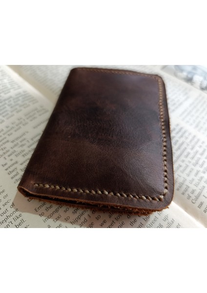 Hakiki Deri Üst Kalite Tamamen El Emeği Minimalist Cüzdan 15.5X10.5 cm Sda5