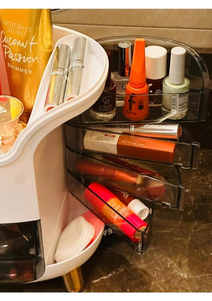 Multibox Çok Gözlü Şeffaf Kapaklı Makyaj Organizeri, Fıstık Yeşili, 29 x 19 x 34 cm