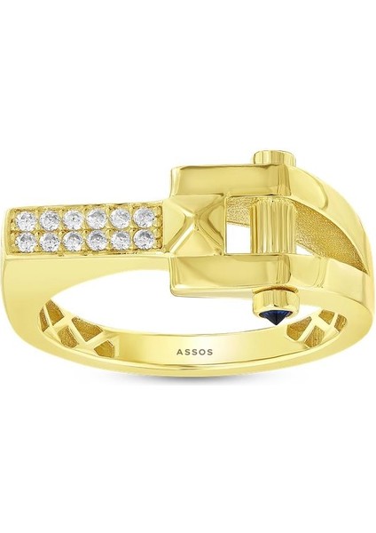 Taşlı Tasarım Altın Yüzük - 14K