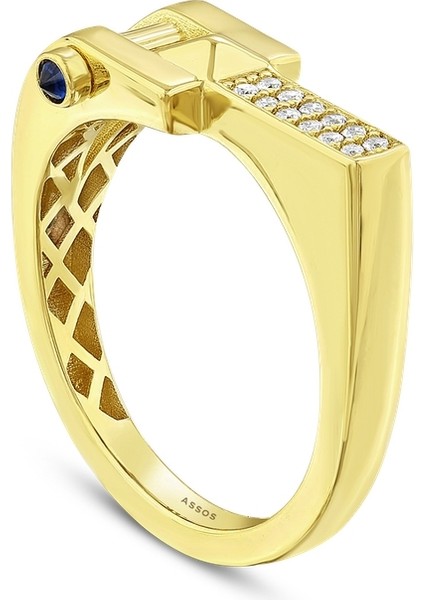 Taşlı Tasarım Altın Yüzük - 14K