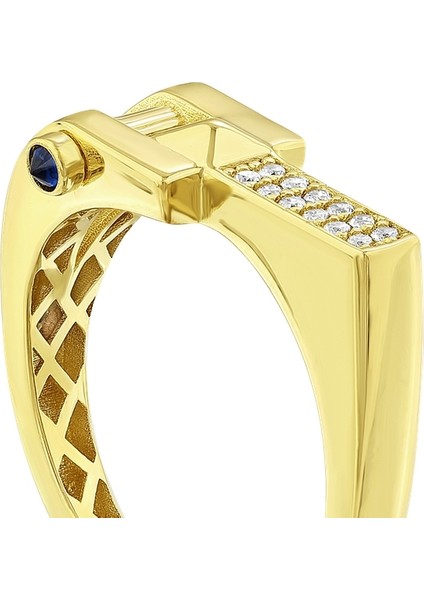 Taşlı Tasarım Altın Yüzük - 14K