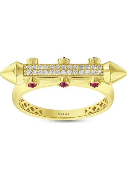 Taşlı Tasarım Altın Yüzük - 14K