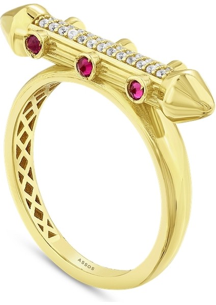 Taşlı Tasarım Altın Yüzük - 14K