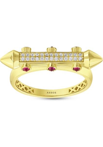 Taşlı Tasarım Altın Yüzük - 14K