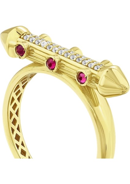 Taşlı Tasarım Altın Yüzük - 14K