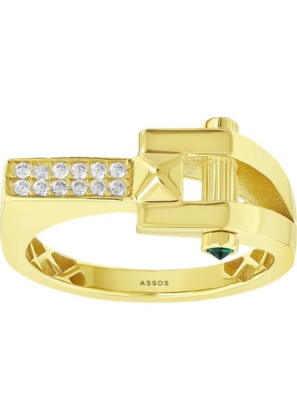 Taşlı Tasarım Altın Yüzük - 14K