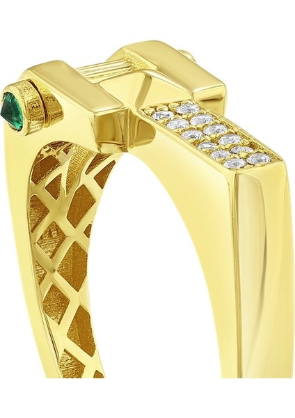 Taşlı Tasarım Altın Yüzük - 14K