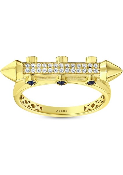 Taşlı Tasarım Altın Yüzük - 14K