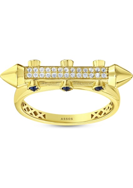 Taşlı Tasarım Altın Yüzük - 14K