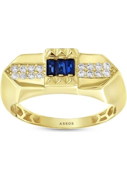 Renkli Taşlı Altın Yüzük - 14K