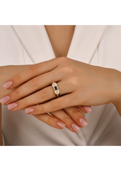 Renkli Taşlı Altın Yüzük - 14K