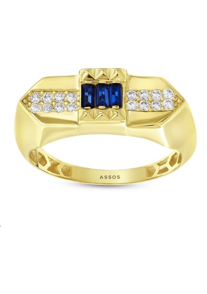 Renkli Taşlı Altın Yüzük - 14K