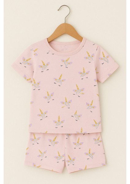Kız Çocuk Unicorn Desenli Şortlu Pijama Takımı Açık Pembe fırsatları