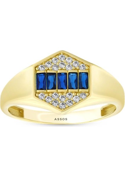 Renkli Taşlı Altın Yüzük - 14K