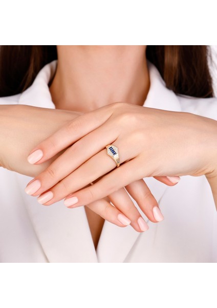 Renkli Taşlı Altın Yüzük - 14K