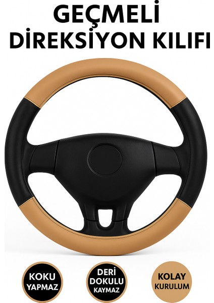 Opel Corsa 1993-2000 Geçmeli Direksiyon Kılıfı Delikli Bej Siyah Deri modelleri