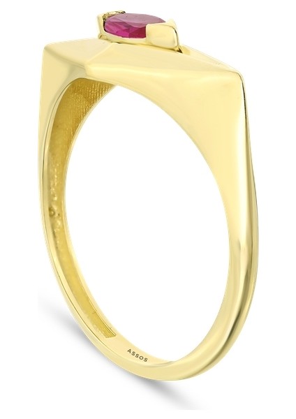 Renkli Taşlı Altın Yüzük - 14K