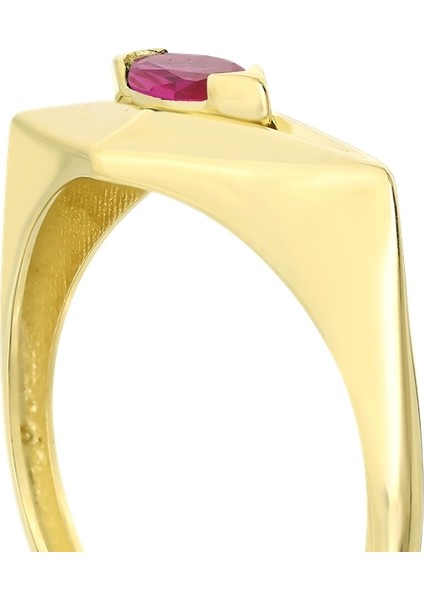 Renkli Taşlı Altın Yüzük - 14K