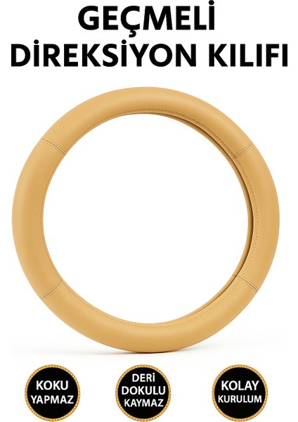 Toyota Land Cruiser 1990-1997 Geçmeli Direksiyon Kılıfı Delikli Bej Deri fırsatları