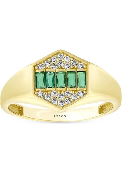 Altın Renkli Taşlı Yüzük - 14K