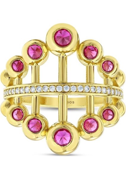 Renkli Taşlı Altın Yüzük - 14K