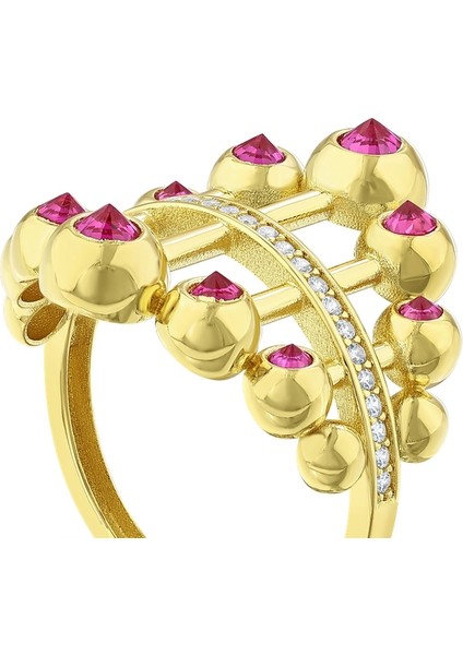 Renkli Taşlı Altın Yüzük - 14K