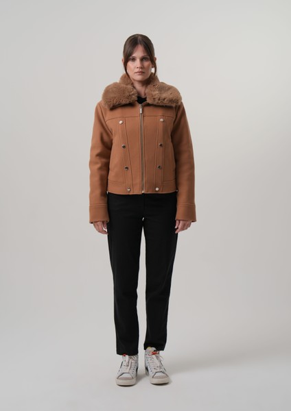 CELINA KADIN MONT Çıkabilir Kürklü Kadın Kaşe Ceket