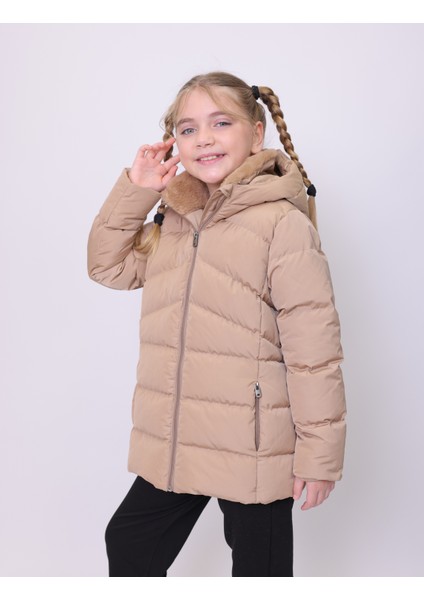 HANDEGIRL ÇOCUK MONT Kapüşonlu Şişme Kız Çocuk Mont