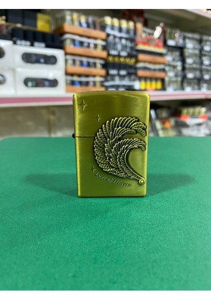 Melek Kanadı Figürlü Metal Benzinli Çakmak