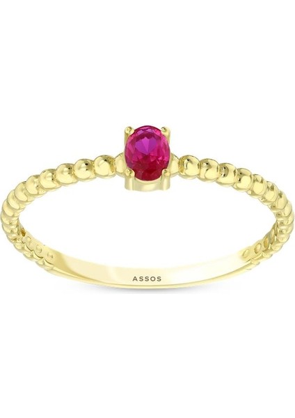 Renkli Taşlı Altın Yüzük - 14K