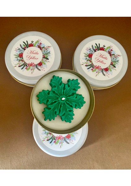 Hediyelik Teneke Kutuda %100 Doğal Vegan Soya Wax Kar Tanesi Mum