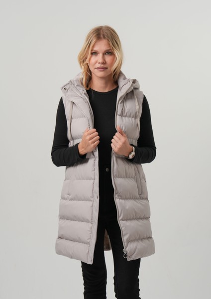 MOANA26 KADIN YELEK Kapüşonlu Uzun Şişme Yelek