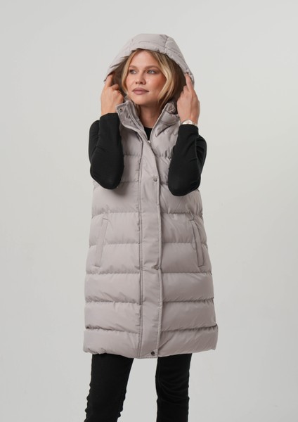 MOANA26 KADIN YELEK Kapüşonlu Uzun Şişme Yelek