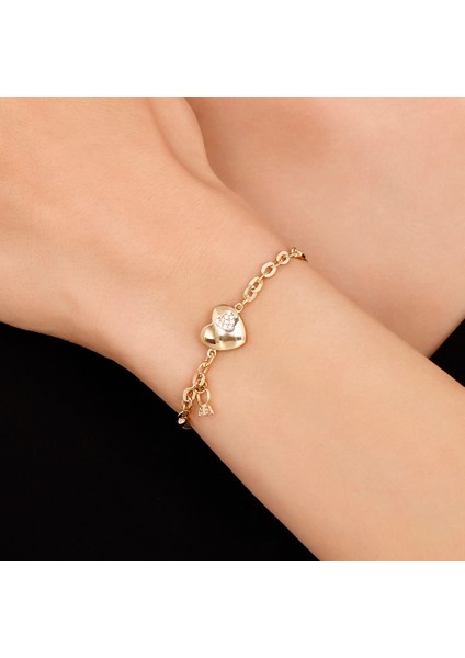 Kalp Figürlü Altın Bileklik - 14K
