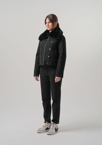 CELINA KADIN MONT Çıkabilir Kürklü Kadın Kaşe Ceket