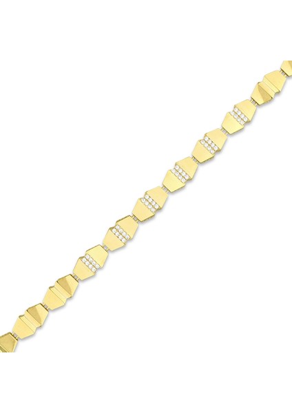 Taşlı Tasarım Altın Bileklik - 14K indirimleri