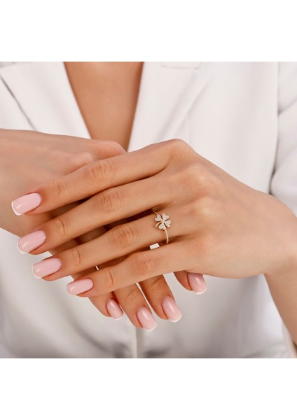 Taşlı Tasarım Altın Yüzük - 14K