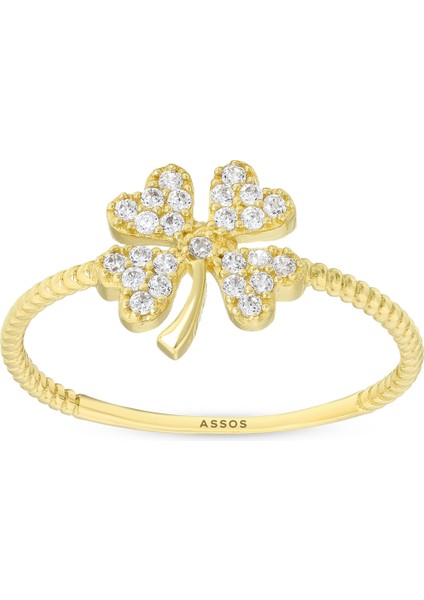 Taşlı Tasarım Altın Yüzük - 14K