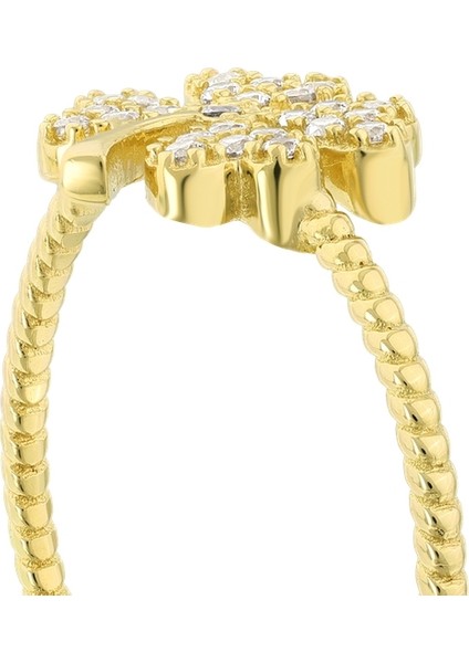 Taşlı Tasarım Altın Yüzük - 14K