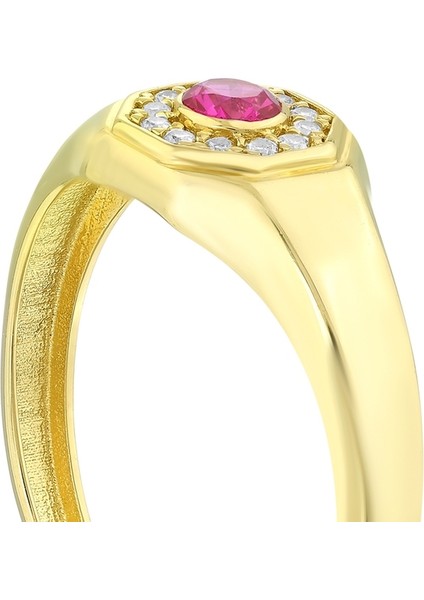 Renkli Taşlı Altın Yüzük - 14K