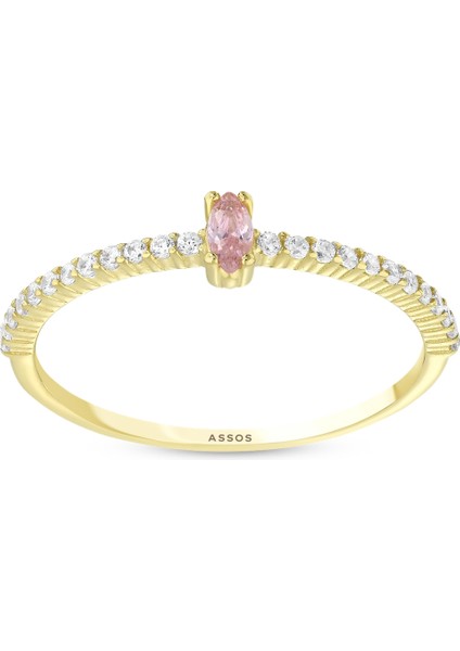 Renkli Taşlı Altın Yüzük - 14K