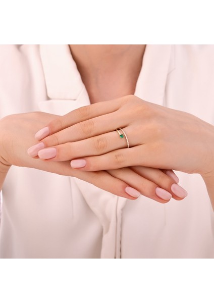 Renkli Taşlı Altın Yüzük - 14K