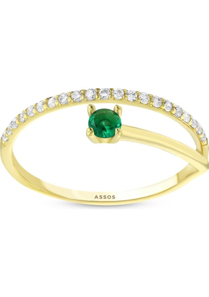 Renkli Taşlı Altın Yüzük - 14K