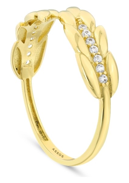 Taşlı Tasarım Altın Yüzük - 14K