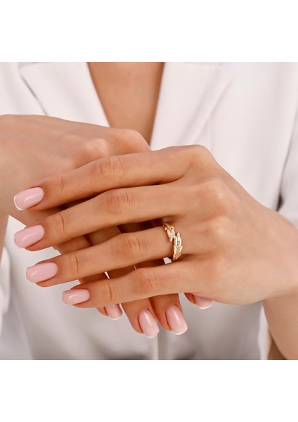 Taşlı Tasarım Altın Yüzük - 14K