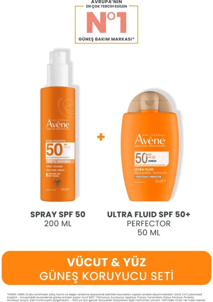 Vücut & Yüz Güneş Koruyucu Seti (Spray Spf 50 200 ml + Ultra Fluid Spf 50 Perfector 50 Ml)